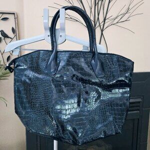 Blue faux crocodile tote / large bag